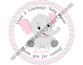 Pink and Grey Elephant Baby Shower stickers,thank you tags,(10ebb)